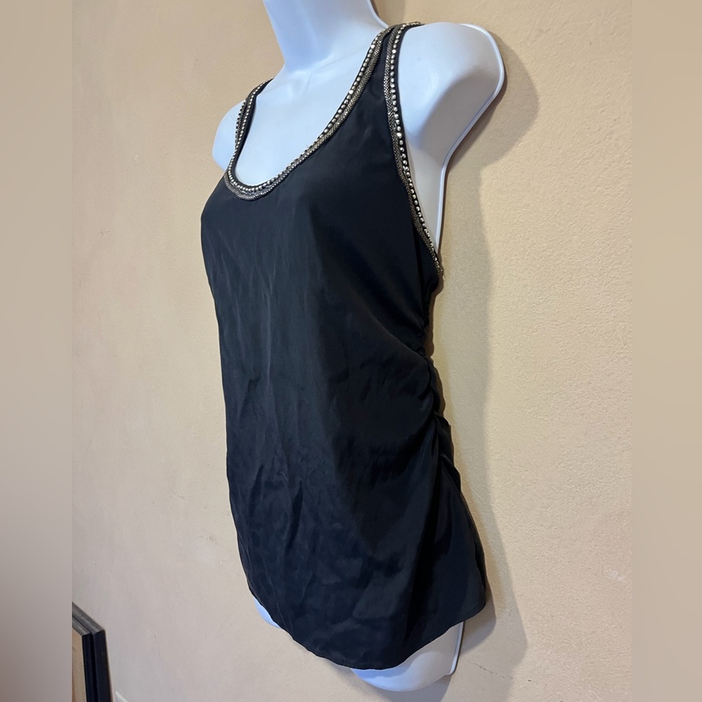 Bebe Silk Beaded Racerback Top